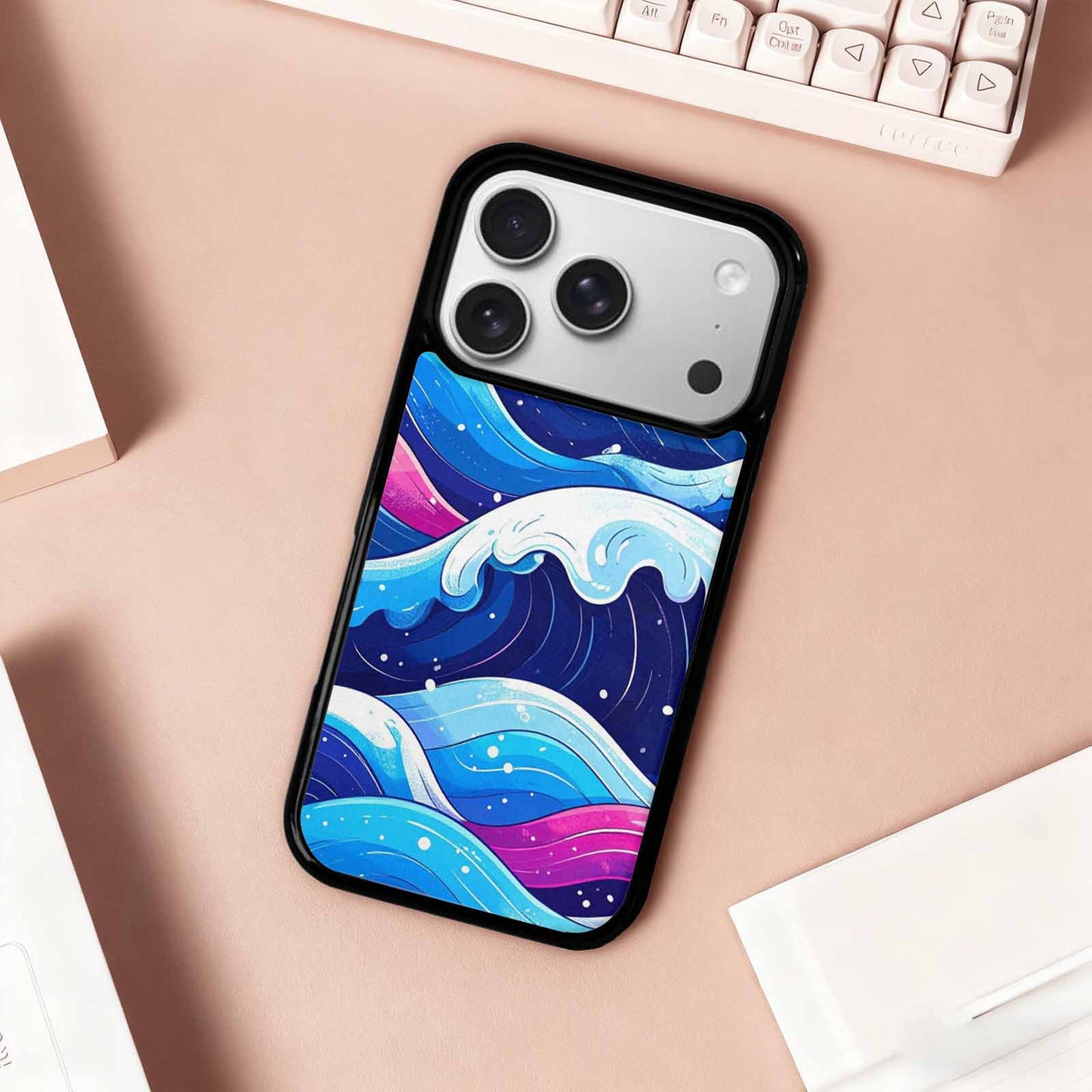 iPhone 17 Pro Case — Glossy Winter Wave Seamless Cartoon Cute, Custom Print Case Cover