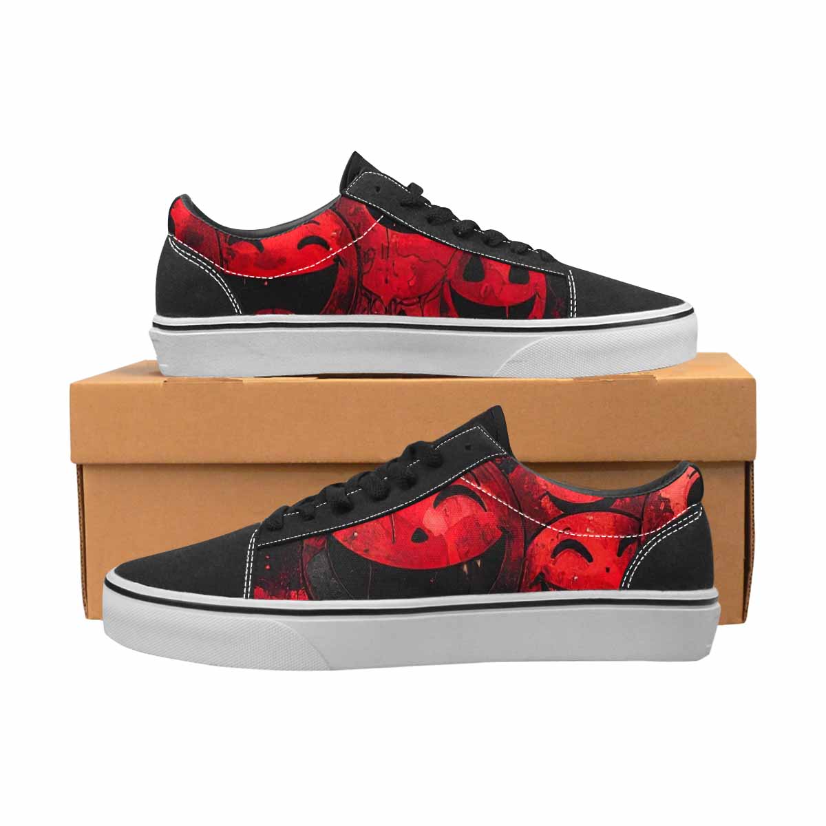 WOMEN'S Melting Moon Smiley Lace-Up Canvas Cottagecore Sneakers