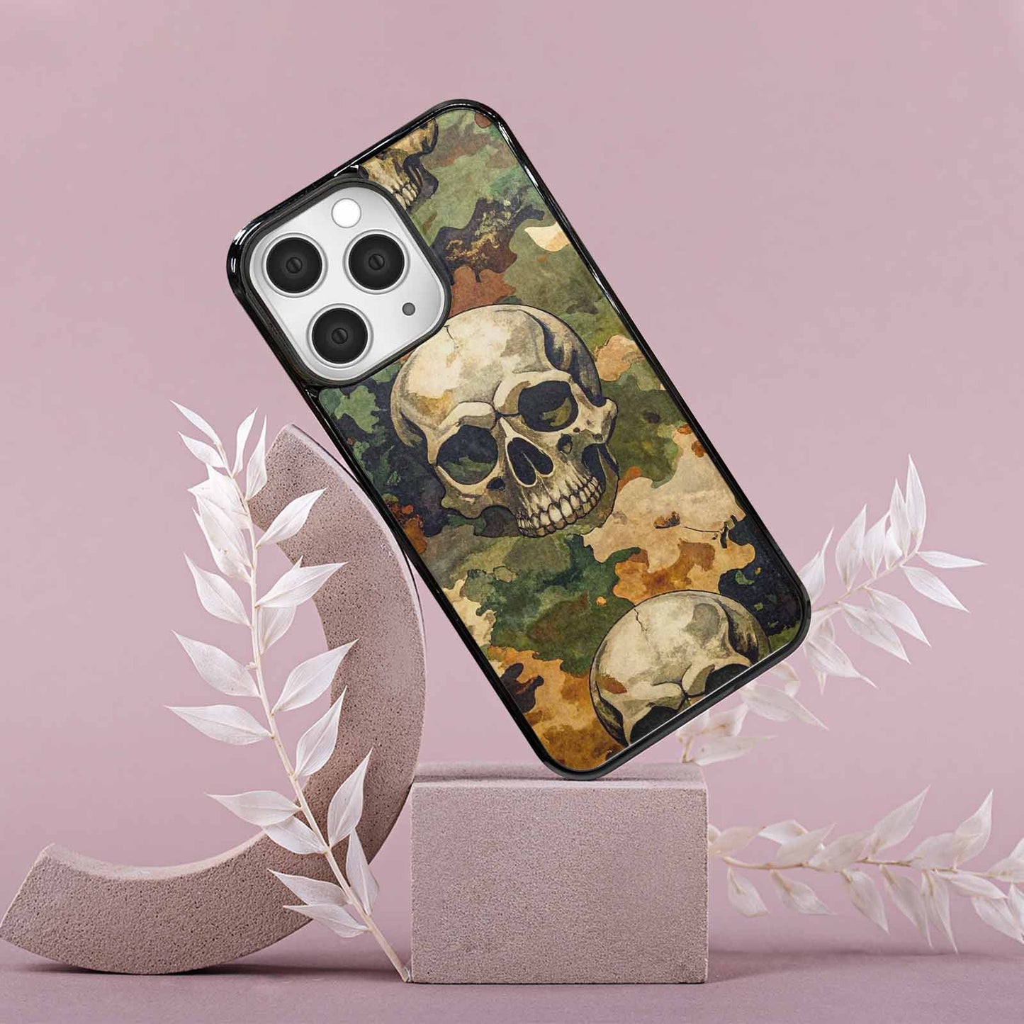 iPhone 15 Pro Max Case — Military Camo Texture Combined With Distressed, Personalized Phone Case