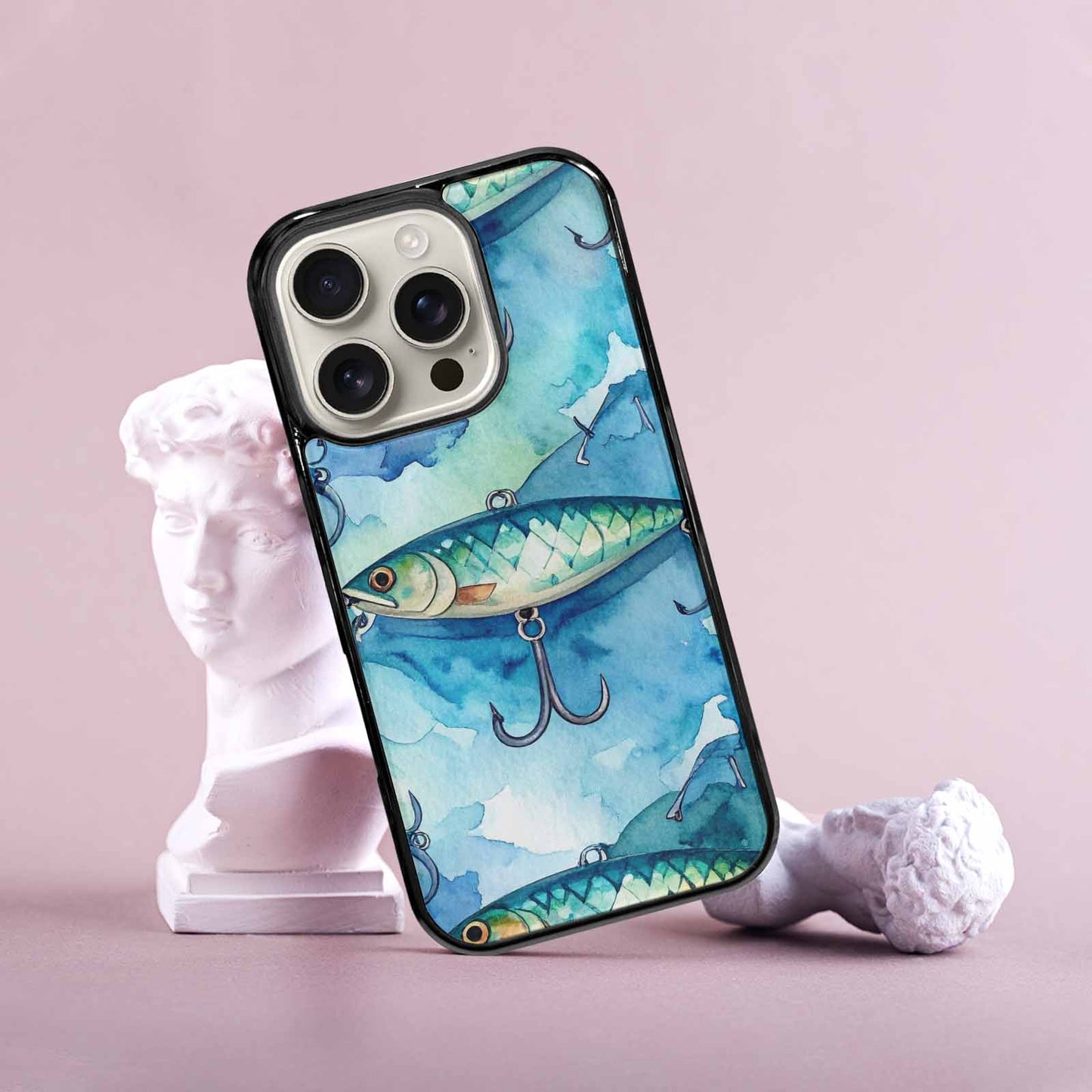 iPhone 16 Pro Case — Fishing Lure And Hook Pattern Seamless, Unique Phone Case Design