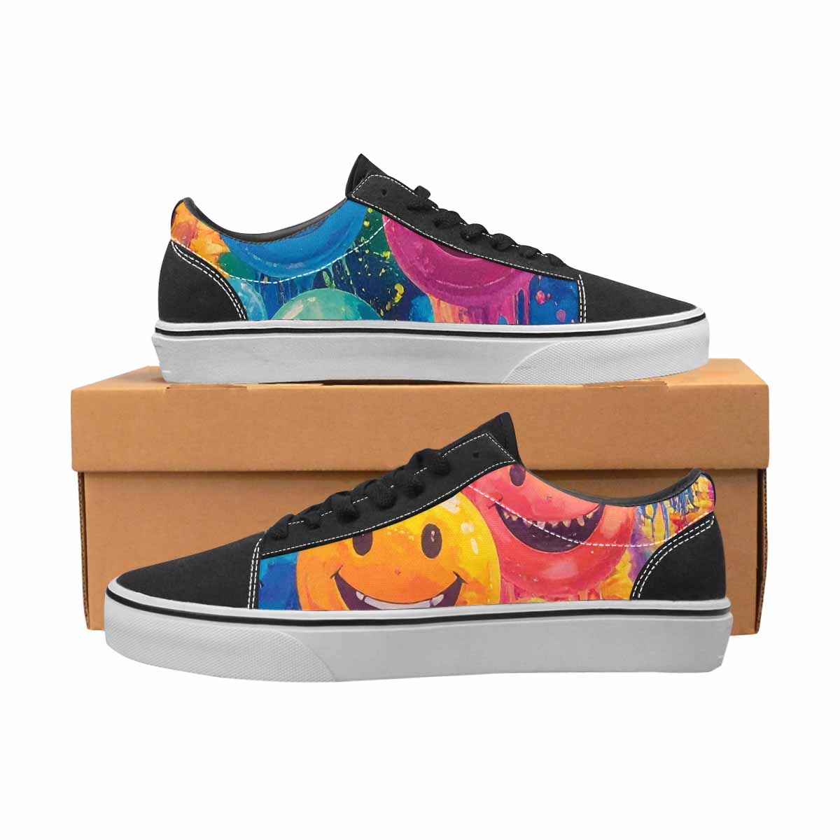 WOMEN'S Smiley Facessmiley Faces Lace-Up Canvas Dreamlike Custom Shoes