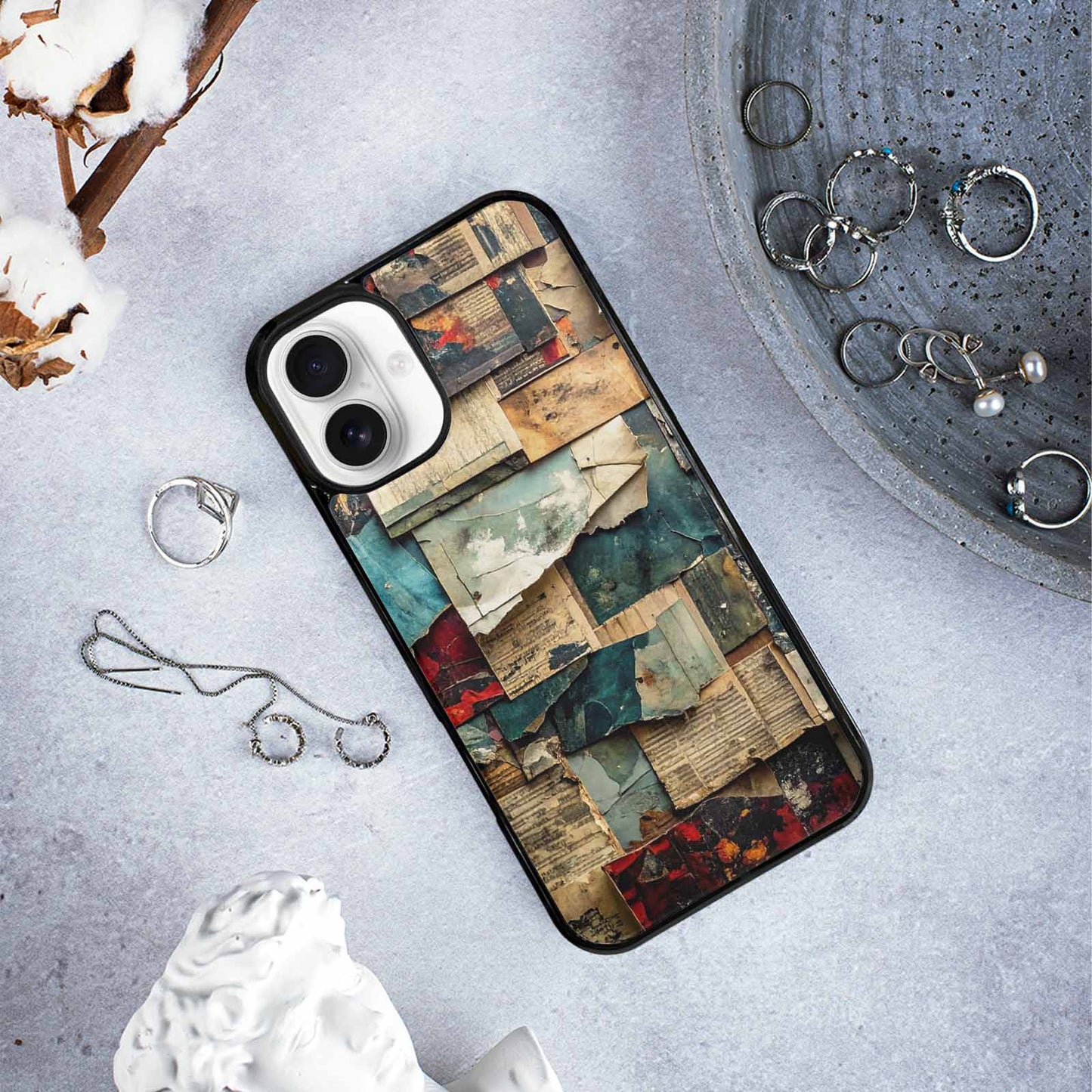 iPhone 16 Plus Case — Distressed Grunge Texture Pattern Hundreds Of, Custom Printed Phone Case