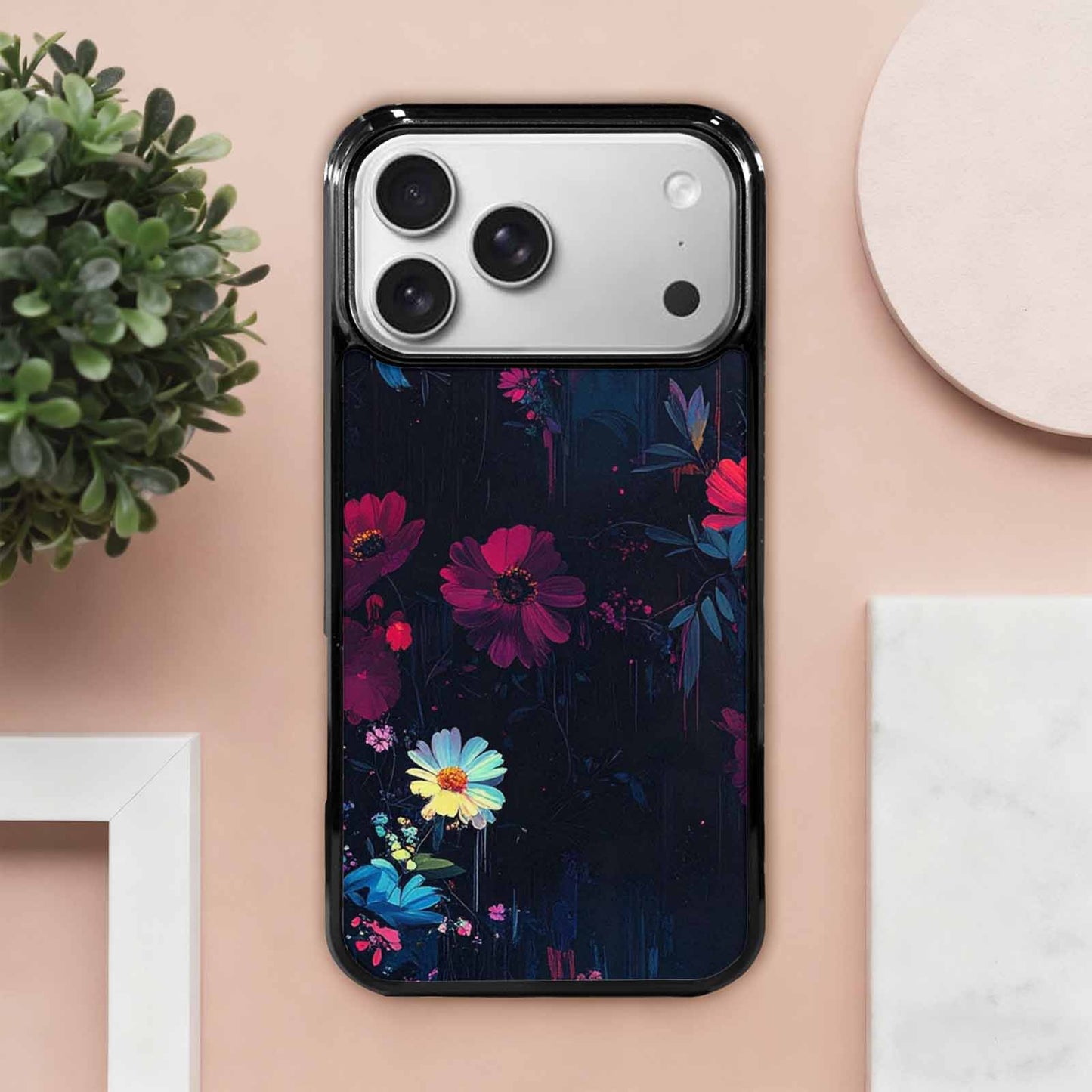 iPhone 17 Pro Max Case — Shadowy Glitch Floral Pattern Floral, Original Design Phone Case