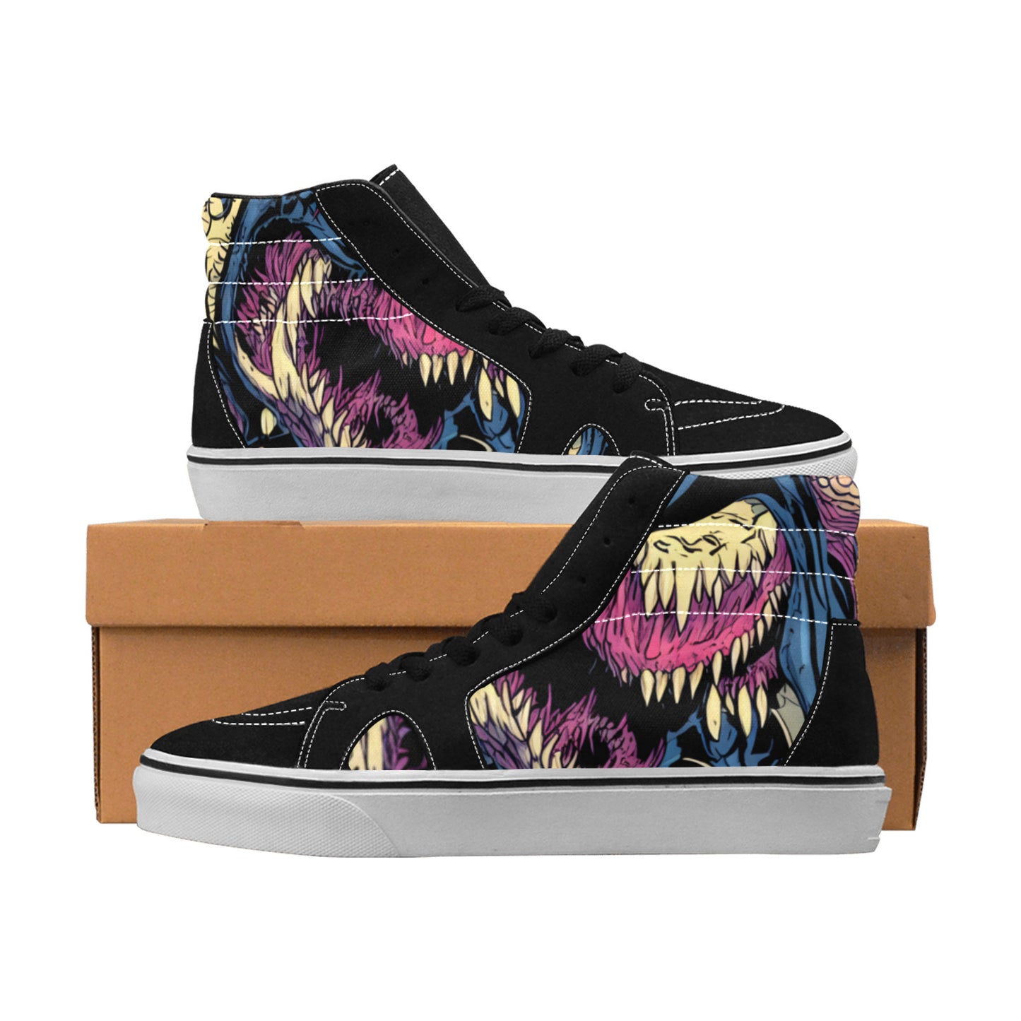 WOMEN'S Demon Art Long Teeth High Top Skateboarding Dark Academia Sneakers