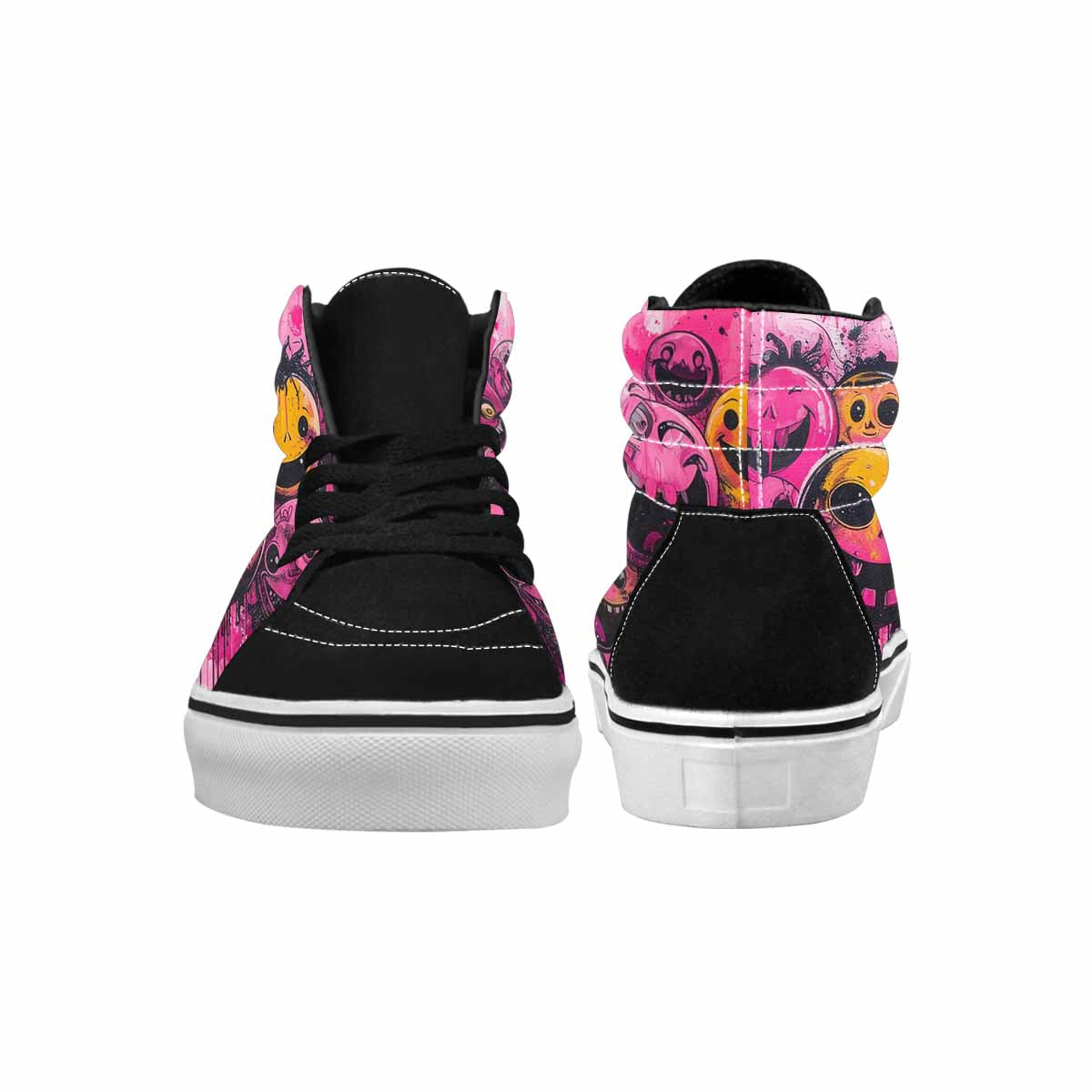 MEN'S Melting Moon Smiley High Top Canvas Vibrant Chaos Custom Sneakers