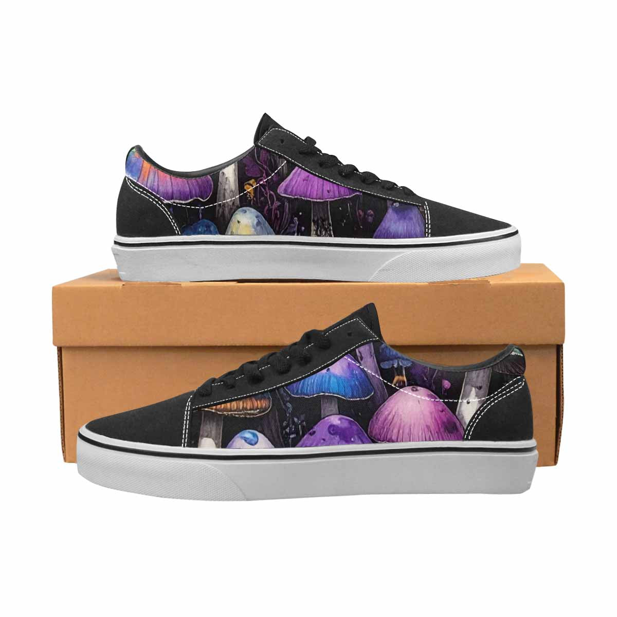 WOMEN'S Rainbow Drip Mushrooms Lace-Up Canvas Y2K Custom Shoes