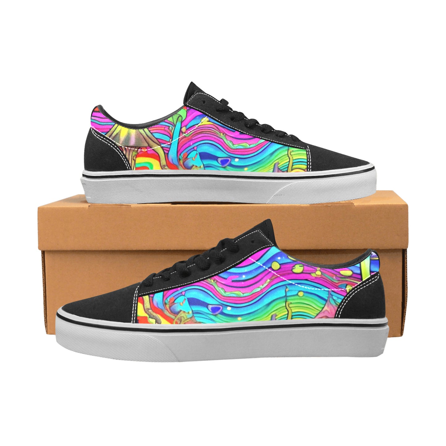 MEN'S Trippy Acid World Art Low Top Skateboarding Wallpaper Art Custom Shoes
