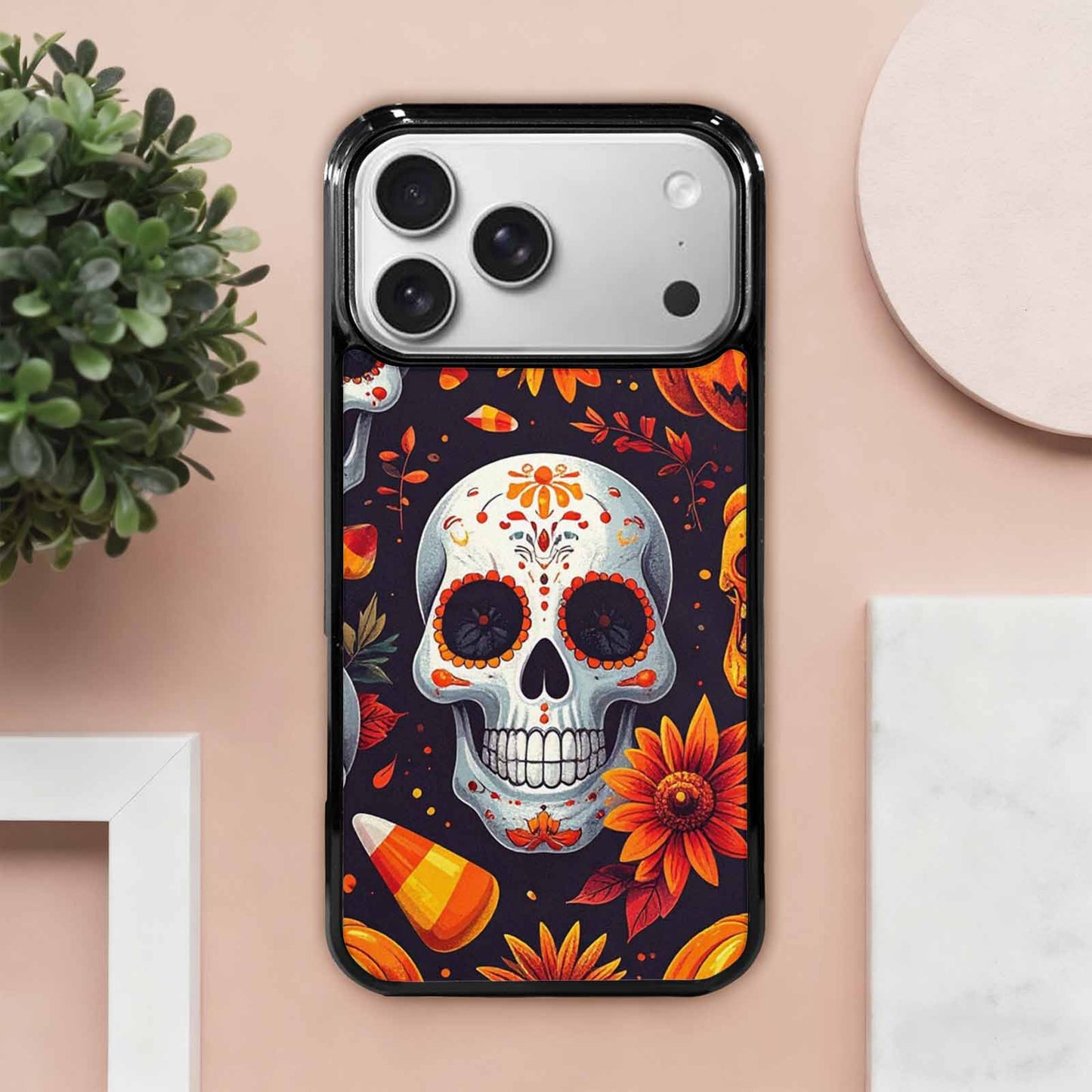 iPhone 17 Pro Max Case — Halloween Art Print Edge Gothic Skulls, Custom Made Phone Cover