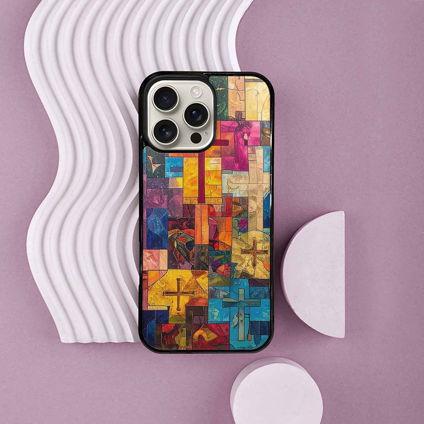 iPhone 16 Pro Max Case — Faith Cross And Faith Icons Pattern, Custom Designed Case Cover