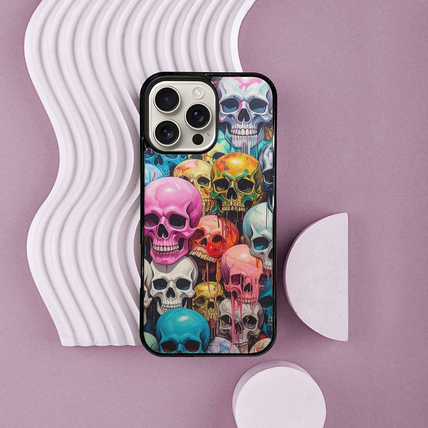 iPhone 16 Pro Max Case — Skulls Marbleskulls Pattern, Unique Phone Case Design