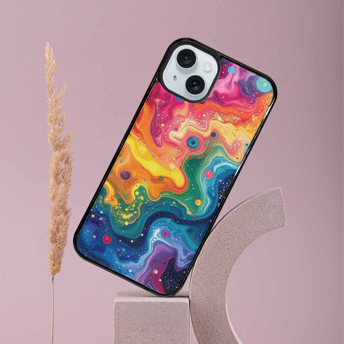iPhone 15 Plus Case — Galaxy Art Colorful Cosmic Dust Small, Custom Phone Case