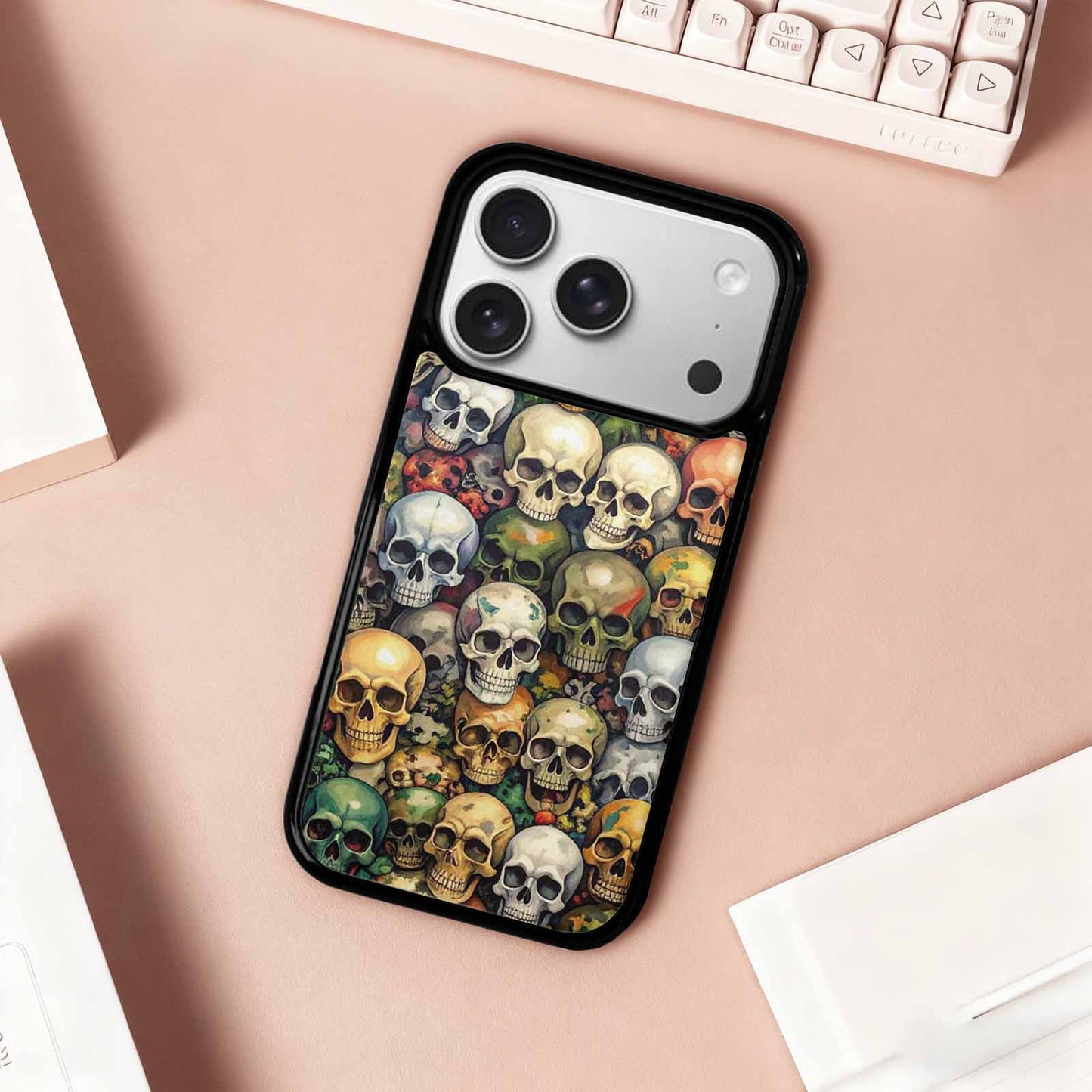 iPhone 17 Pro Case — Skulls Pattern Hundreds Of Sma Gothic, Custom Made Phone Cover