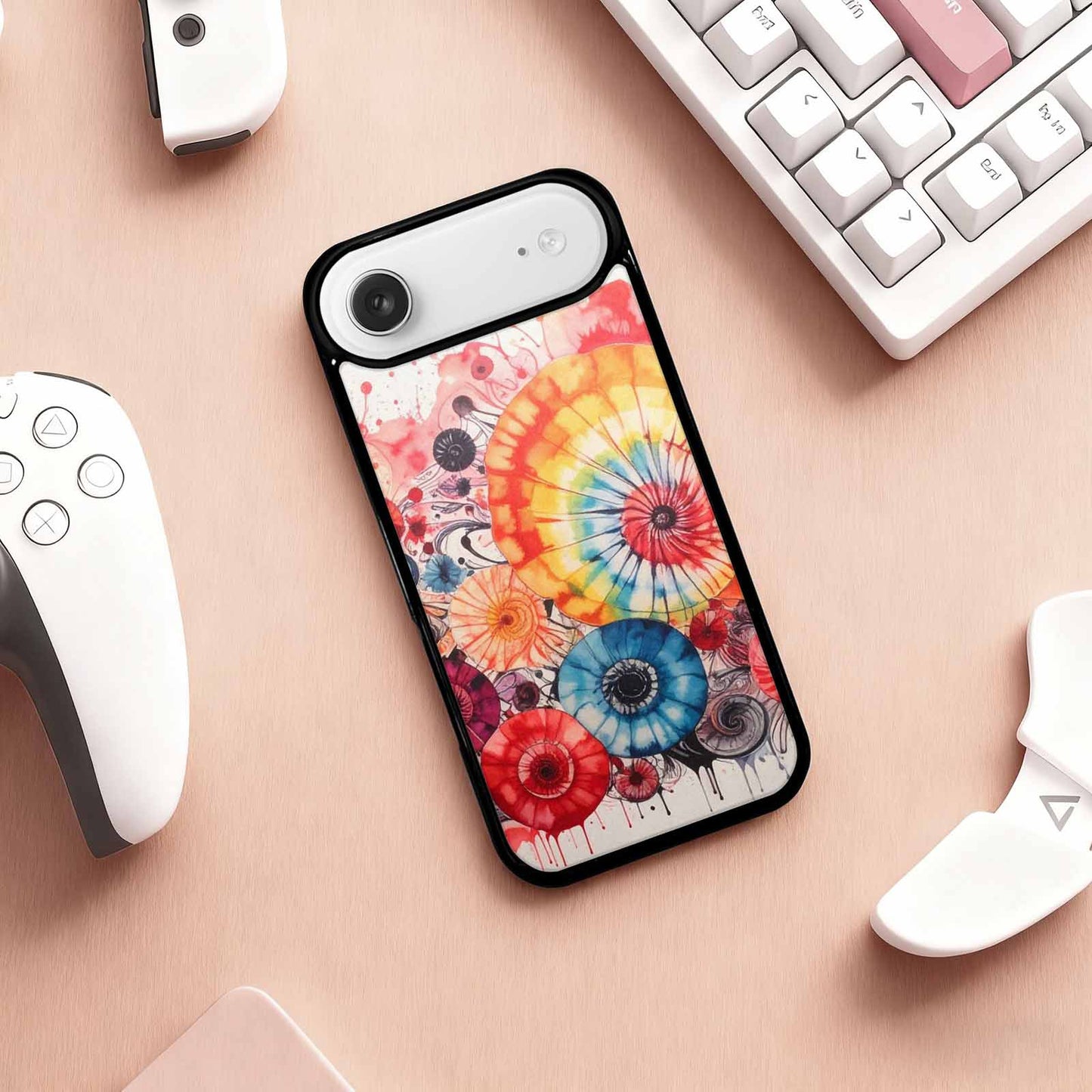 iPhone 17 Air Case — Tie Dye Swirls Black Red Tie, Custom Art Phone Cover