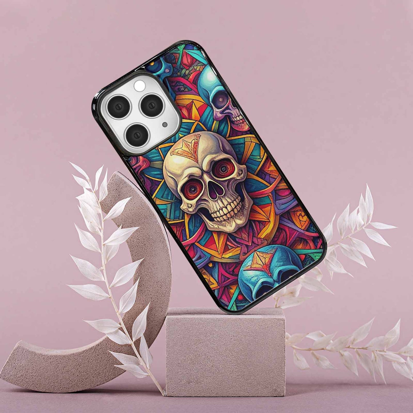 iPhone 15 Pro Max Case — Sacred Geometry Lots Of Skulls Seamless, Custom Designed Case Cover