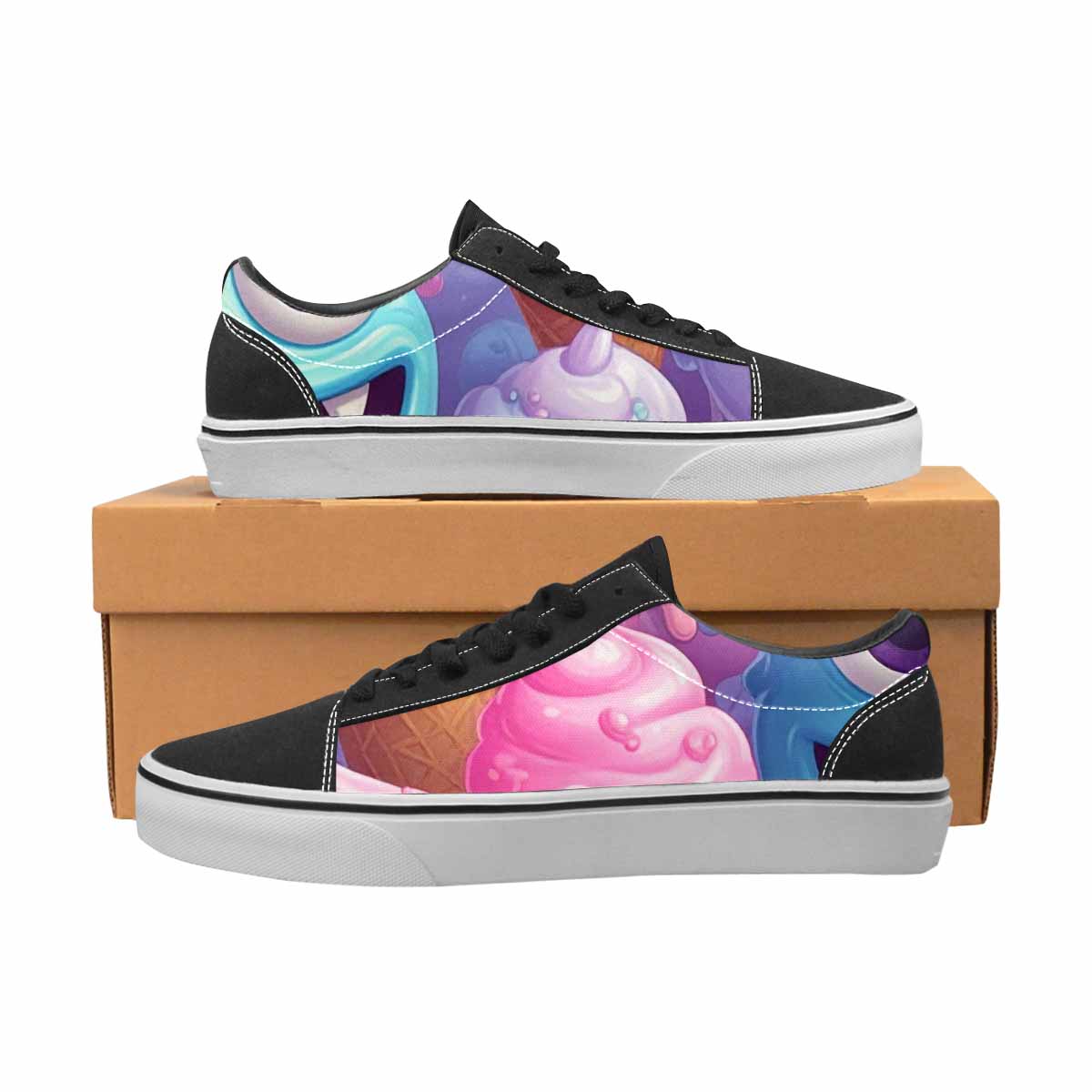 WOMEN'S Melting Icecream Cone Monster Canvas Lace-Up Vivid Shoes