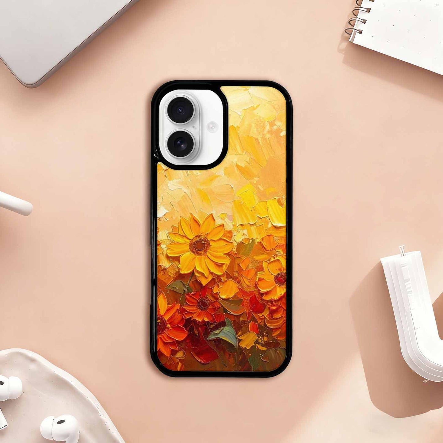 iPhone 17 Case — Impressionist Sunflower Brushstroke Pattern Floral, Custom Art Phone Cover