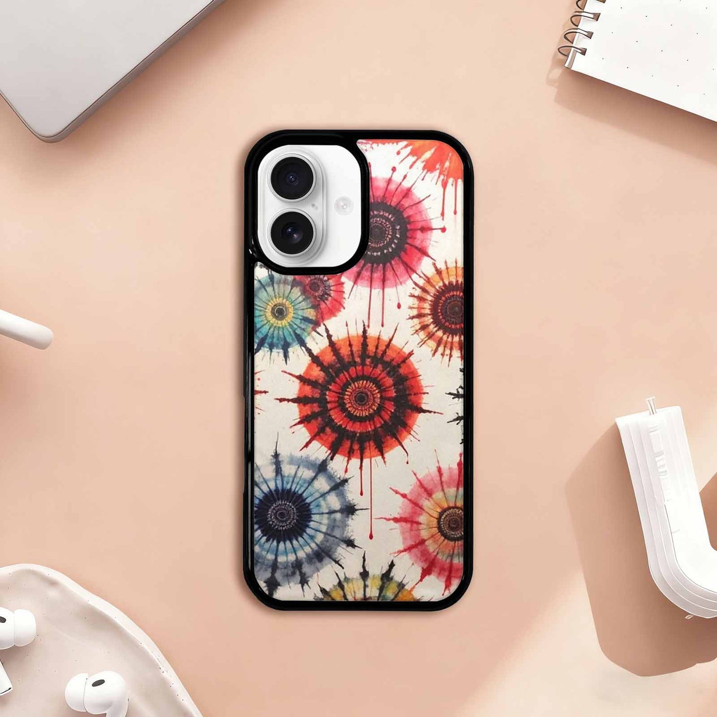 iPhone 17 Case — Tie Dye Swirls Black Tie Dye, Custom Made Phone Cover