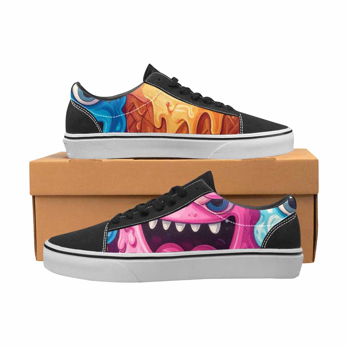 WOMEN'S Melting Icecream Monster Cherry Canvas Lace-Up Dreamcore Custom Shoes