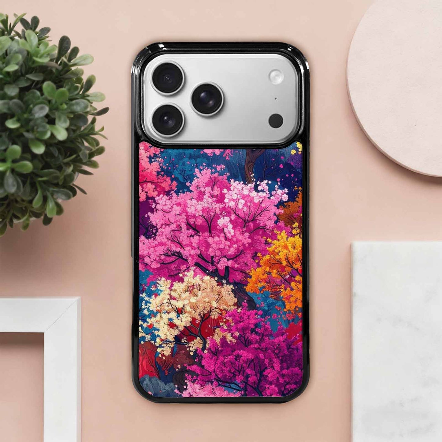 iPhone 17 Pro Max Case — Cherry Blossom Branch Pattern Original Art, Custom Designed Case Cover
