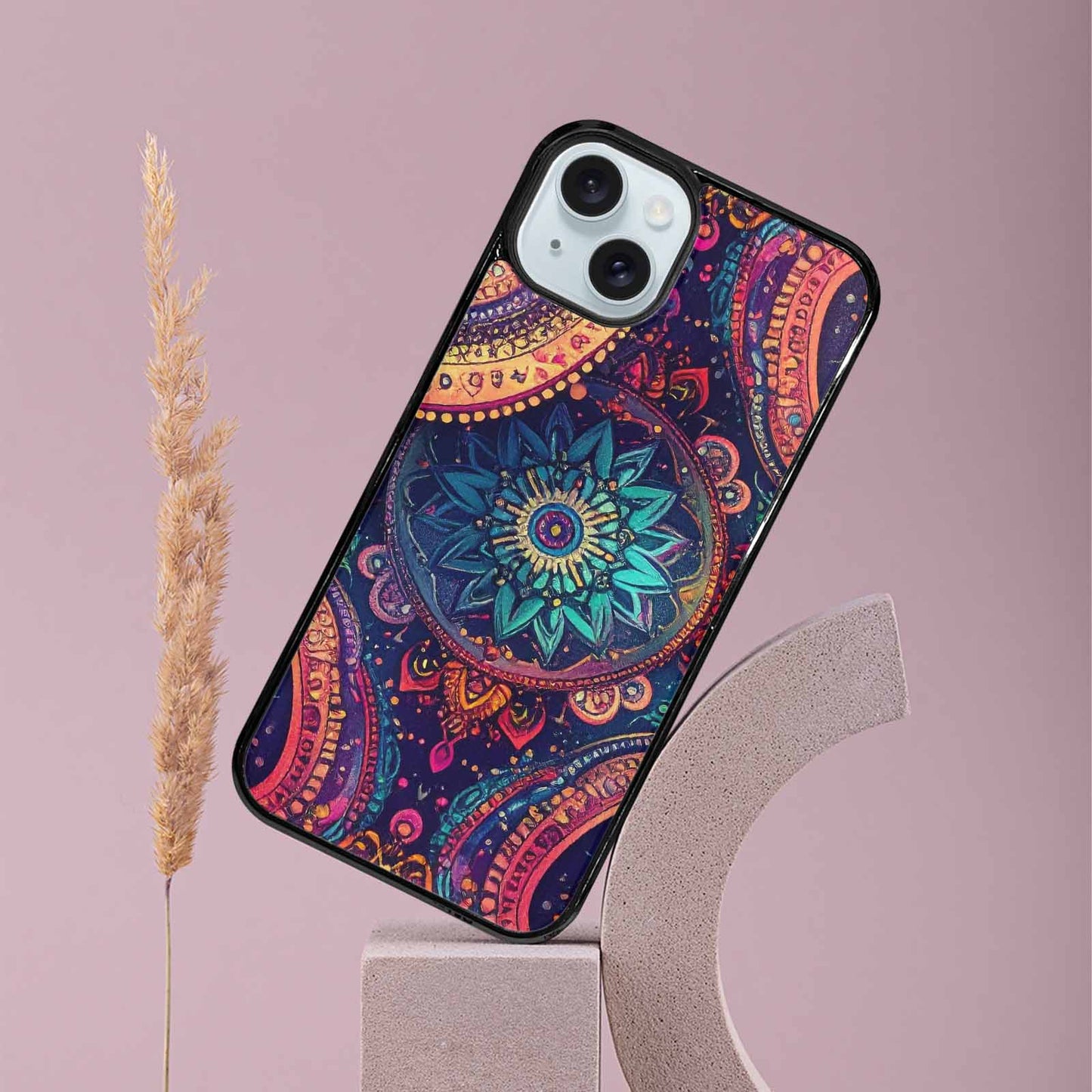 iPhone 15 Plus Case — Paisley Mandala, Custom Printed Phone Case