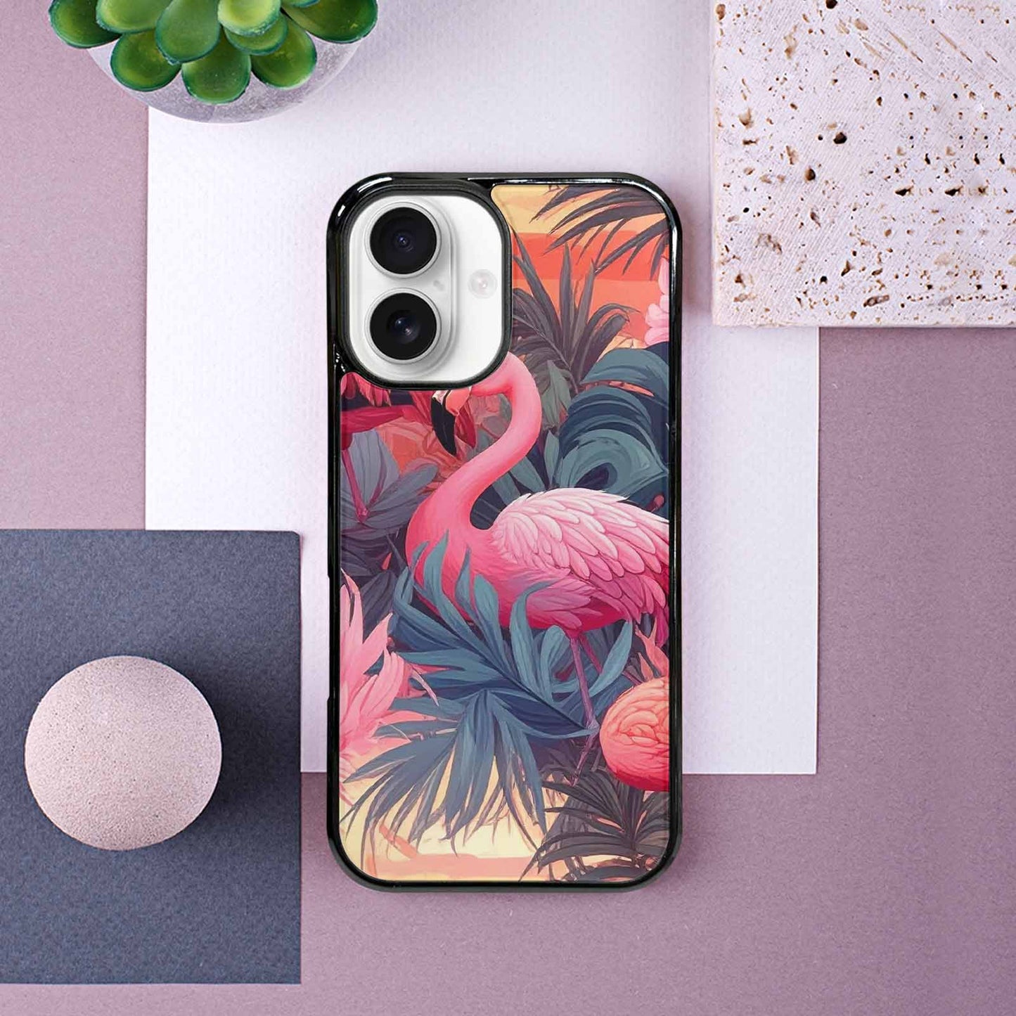 iPhone 16 Case — Flamingo Tropical Flamingo Tropical Pattern Hundreds, Custom Printed Phone Case