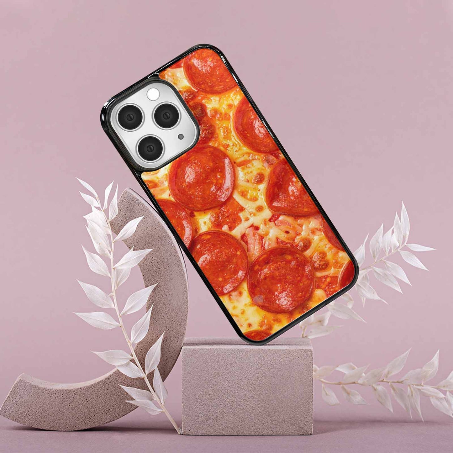 iPhone 15 Pro Max Case — Pepperoni Pizza Background Art Filling Entire, Customized Protective Case