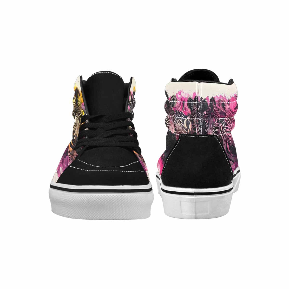 MEN'S Zebra Stripe Burst High Top Canvas Vibrant Chaos Custom Sneakers