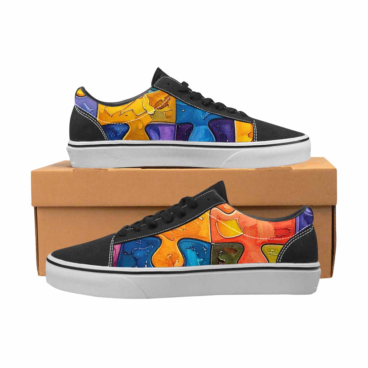 WOMEN'S Autism Puzzle Pieces Lace-Up Canvas Vivid Sneakers