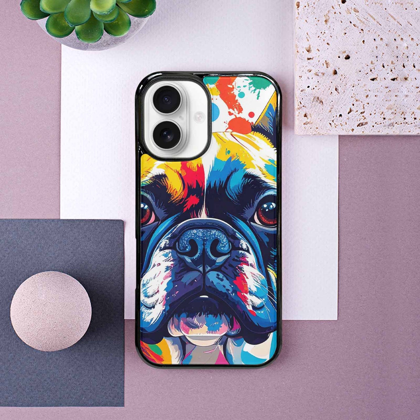 iPhone 16 Case — French Bulldog Pop Art Pattern, Original Design Phone Case