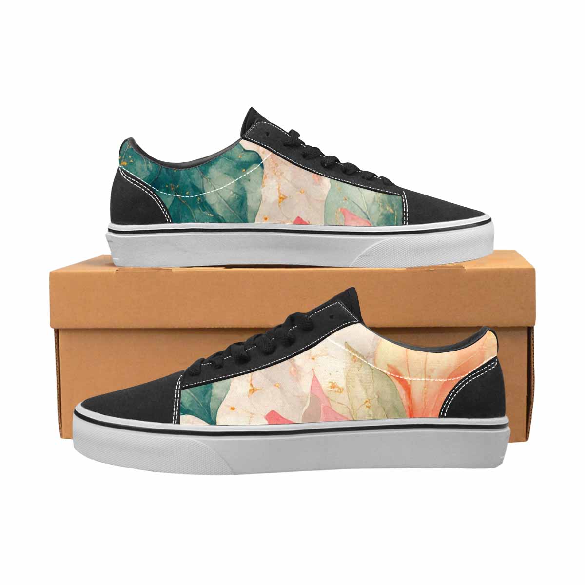MEN'S Marble Floral Canvas Lace-Up Vibrant Chaos Shoes
