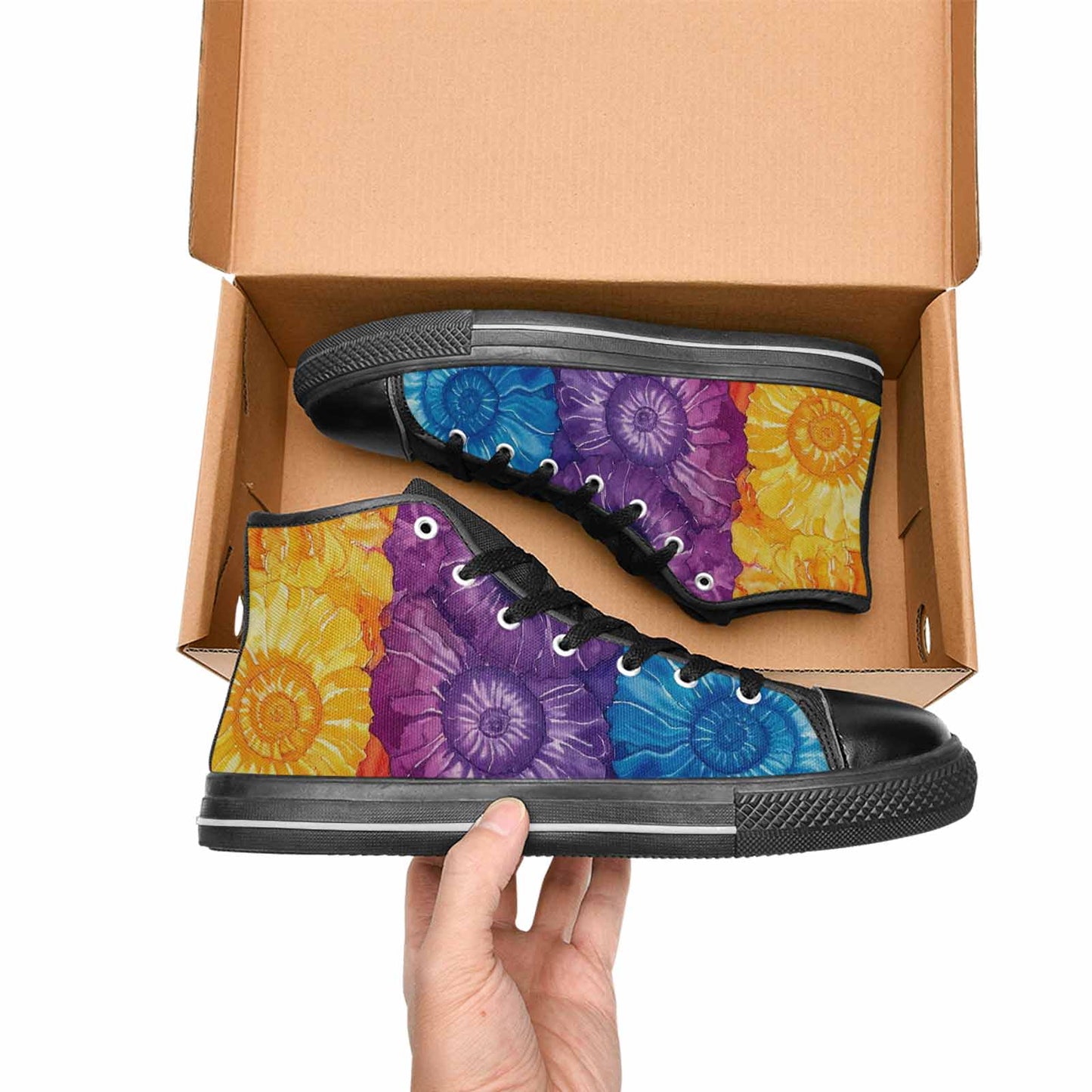 MEN'S Tie Dye Swirl High Top Canvas Surreal Custom Shoes