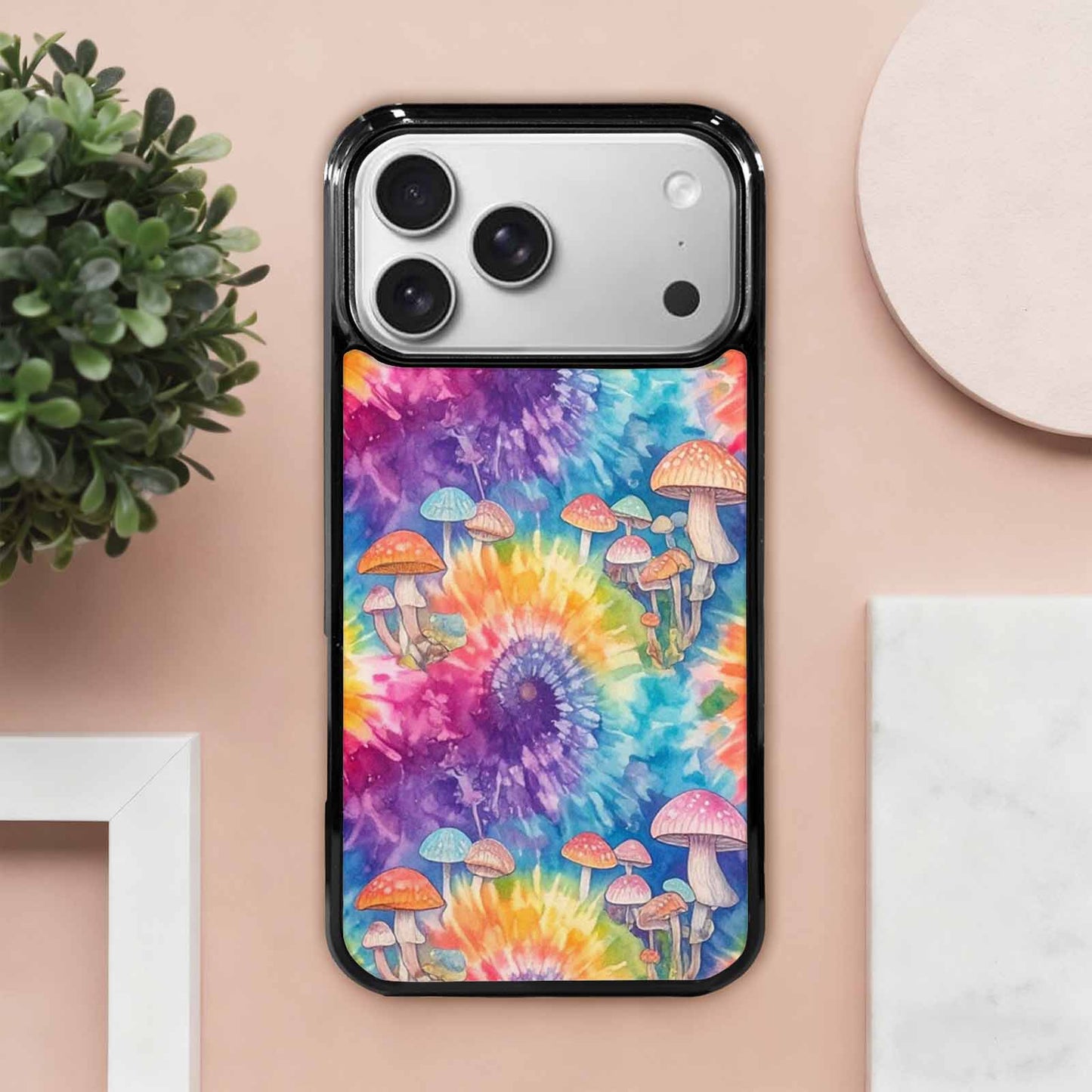 iPhone 17 Pro Max Case — Mushrooms Tie Dyemushrooms Pat Tie Dye, Custom Print Case Cover
