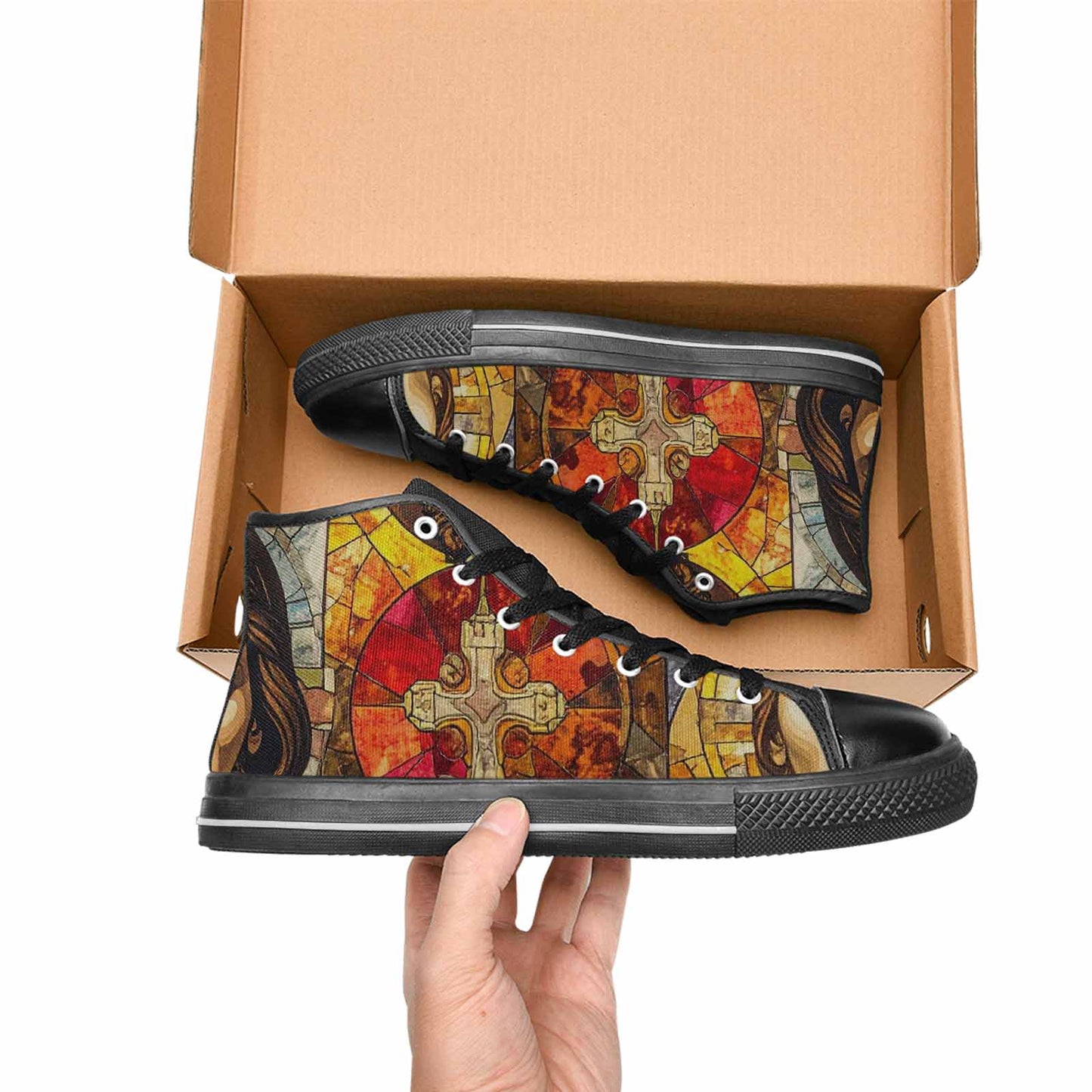 MEN'S Jesus Face Small High Top Canvas Vivid Shoes