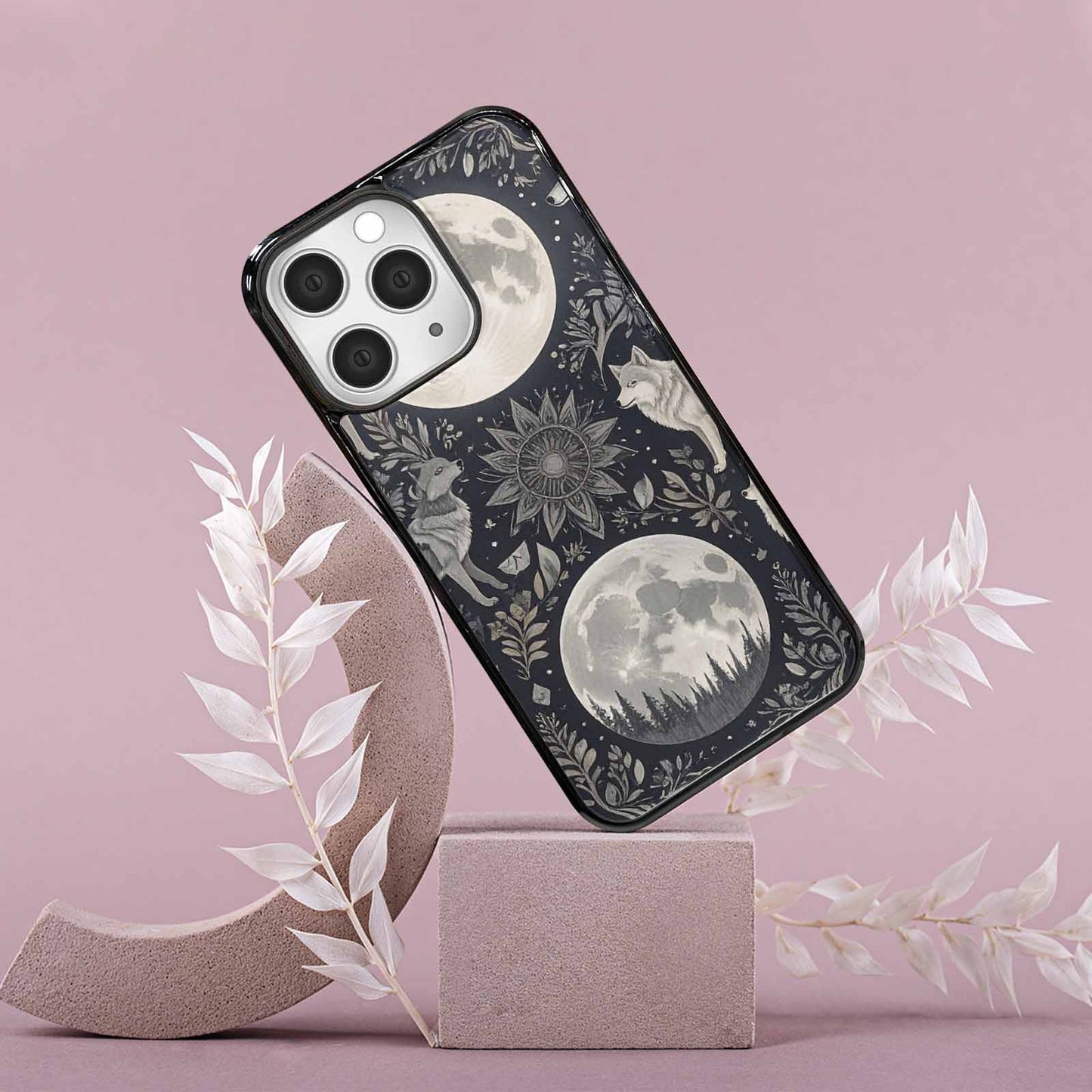 iPhone 15 Pro Max Case — Wolves Everywhere Collage Overlap Small Wolf, Custom Phone Case