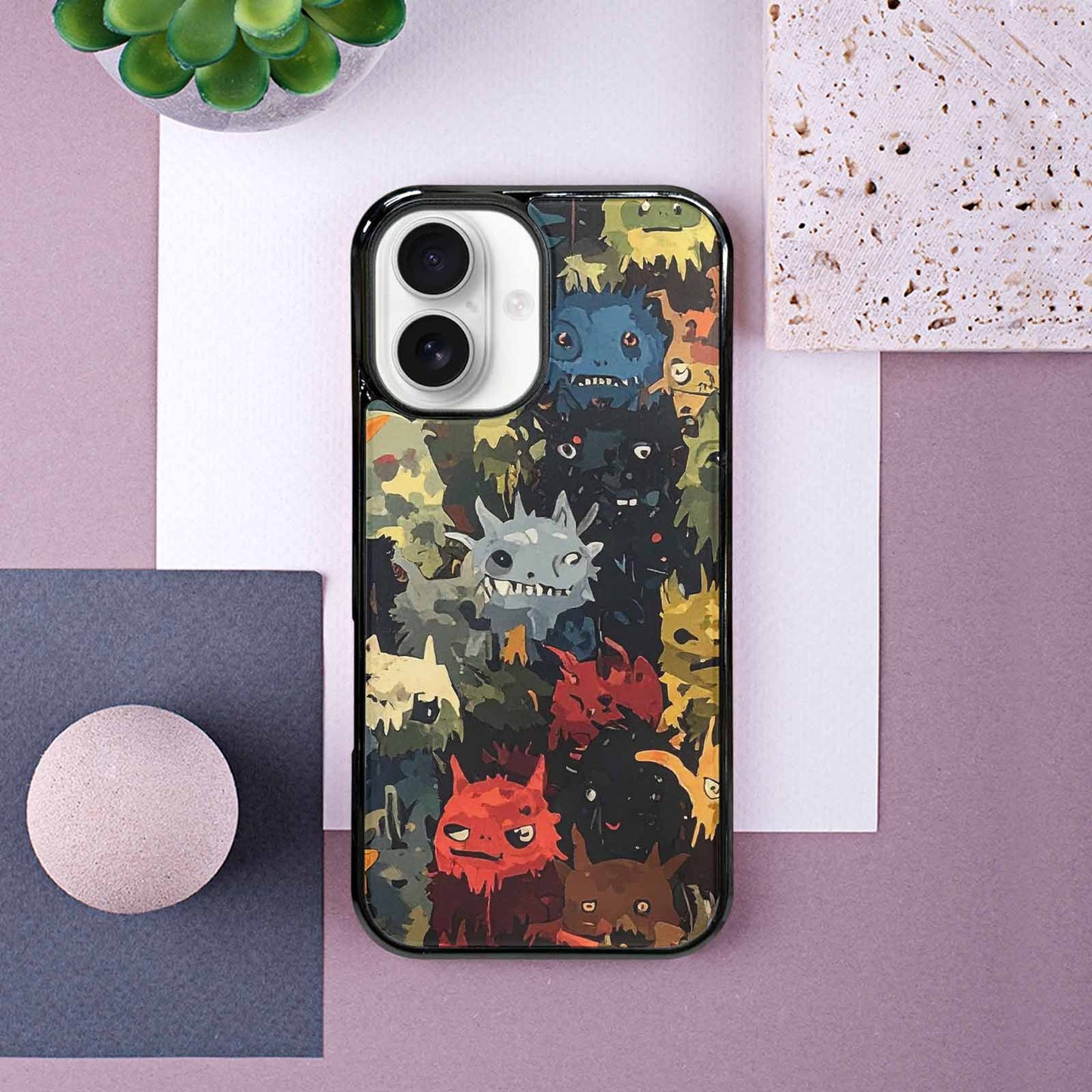 iPhone 16 Case — Monsters Camomonsters Pattern Okl, Custom Art Phone Cover