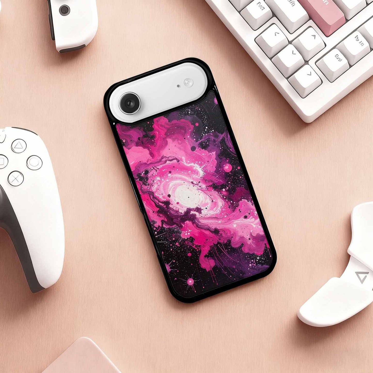 iPhone 17 Air Case — Galaxy Nebula Black Pink Ink Galaxy, Custom Art Phone Cover