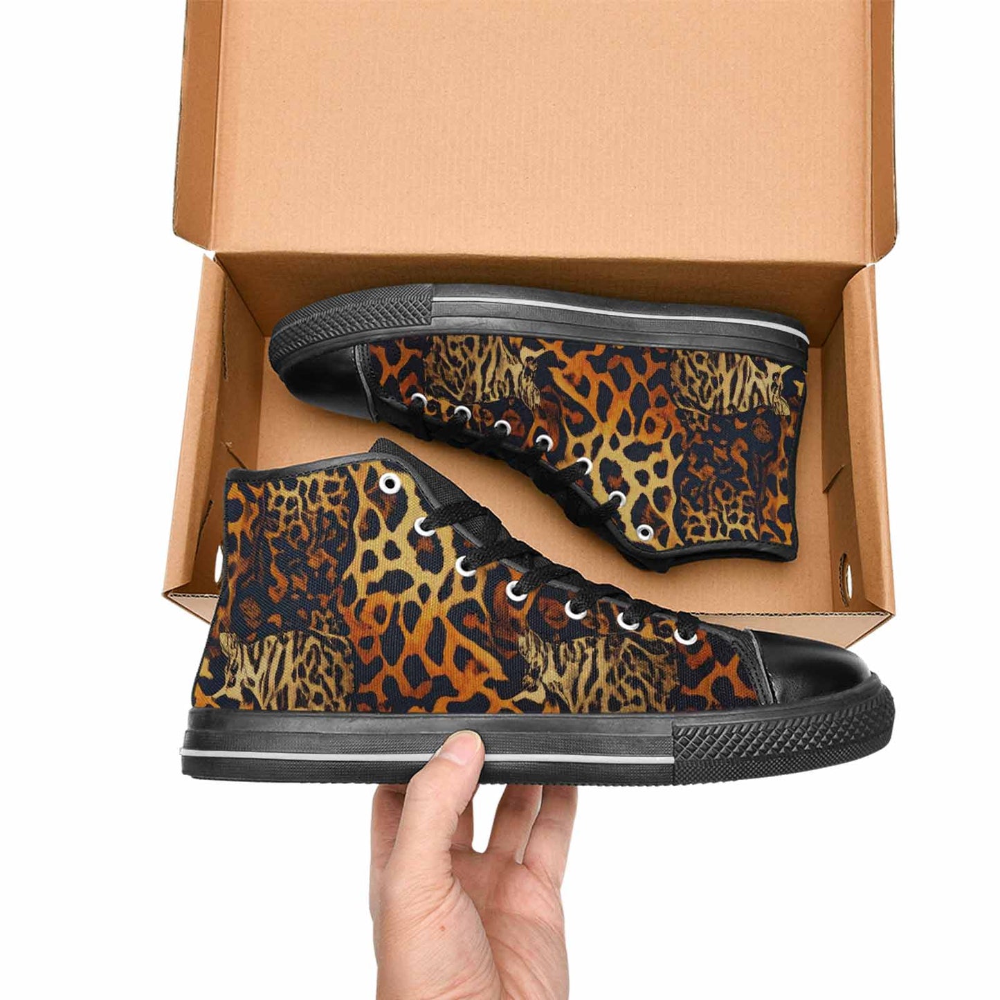 MEN'S Animal Print High Top Canvas Wallpaper Art Shoes