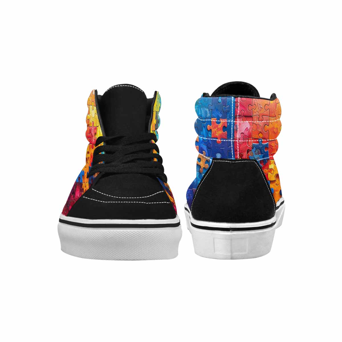 MEN'S Autism Puzzle Pieces High Top Canvas Grunge Custom Shoes
