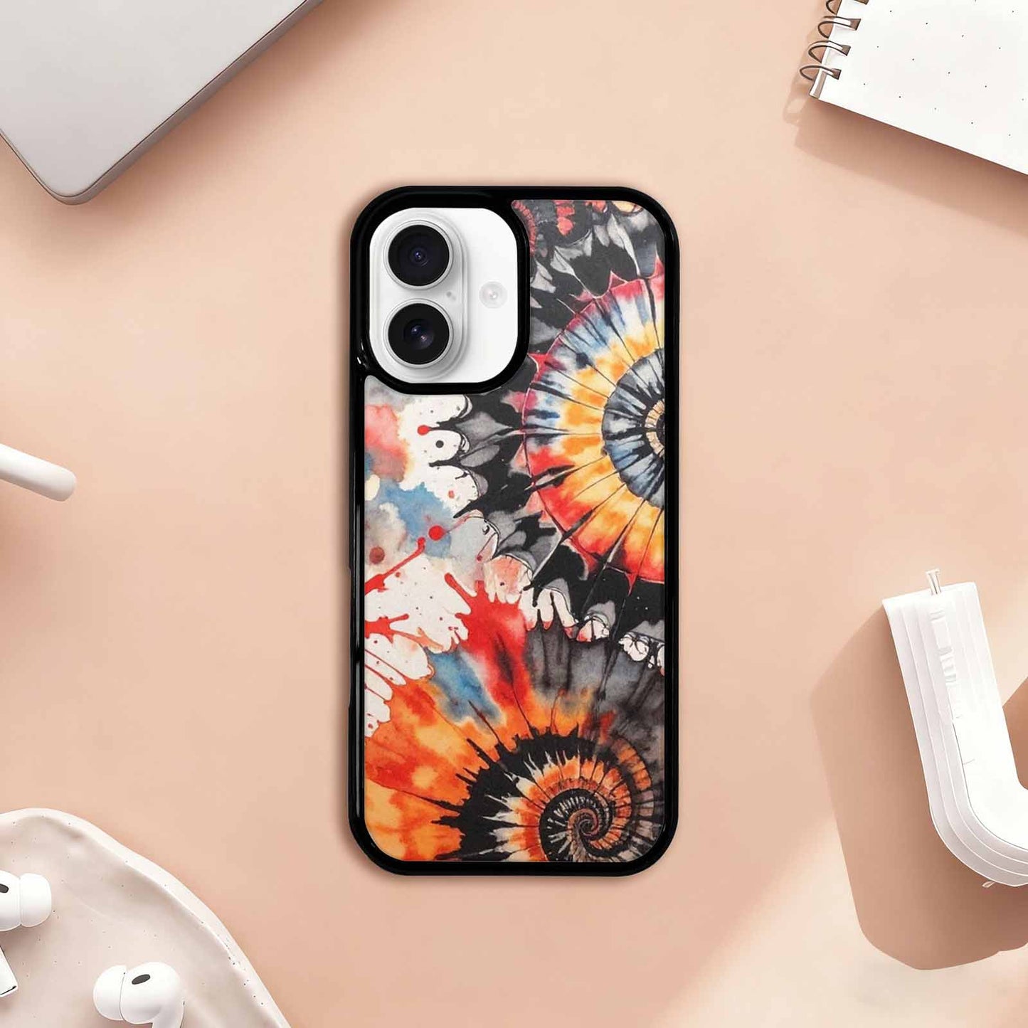 iPhone 17 Case — Tie Dye Swirls Black Tie Dye, Personalized Phone Case