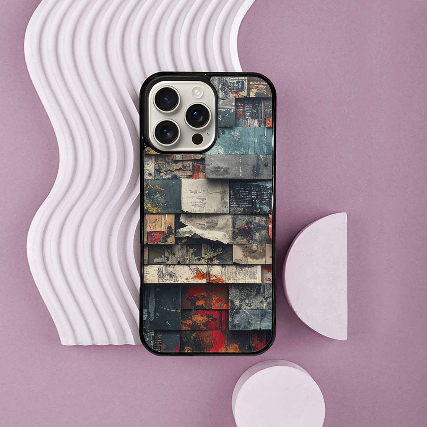 iPhone 16 Pro Max Case — Distressed Grunge Texture Pattern Hundreds Of, Customized Protective Case