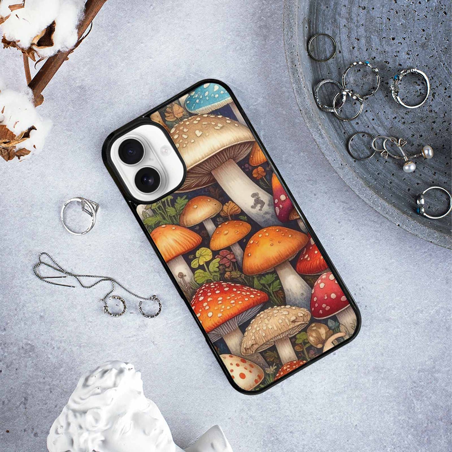 iPhone 16 Plus Case — Mushrooms General Mushrooms Pa, Custom Art Phone Cover