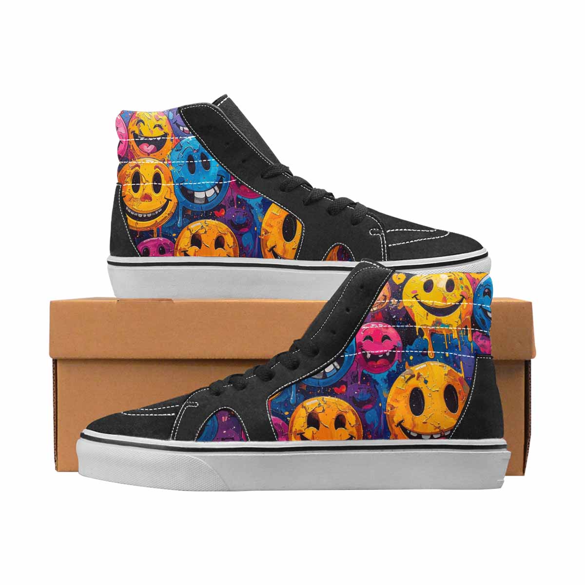 Melting Moon Smiley Streetwear Shoes | Women's | Freaky Shoes®