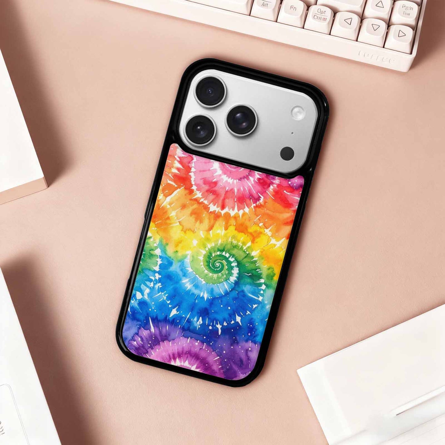 iPhone 17 Pro Case — Tie Dye Spiral Rainbow Blended Tie, Unique Phone Case Design