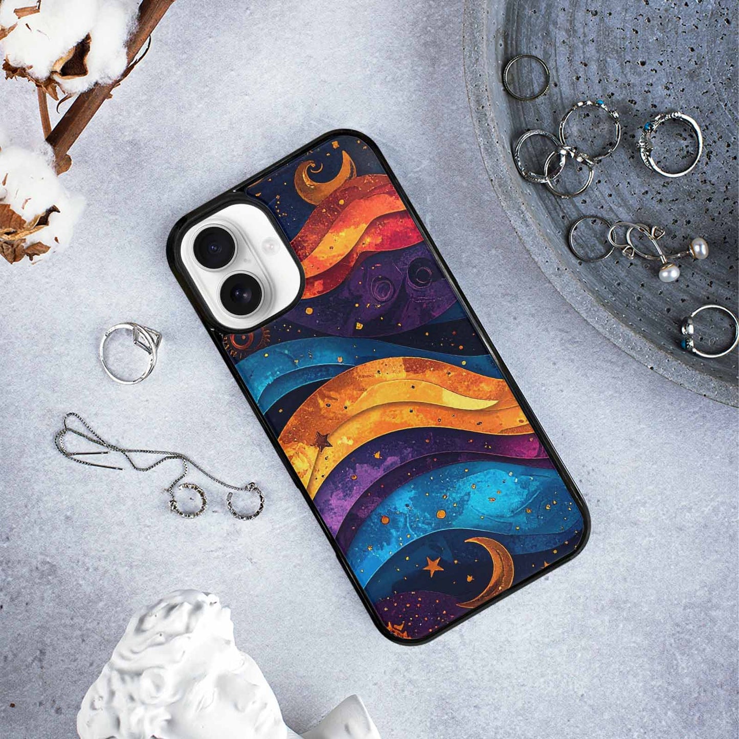 iPhone 16 Plus Case — Steampunk Galaxy Art Seamless Pattern Vibrant, Custom Phone Case