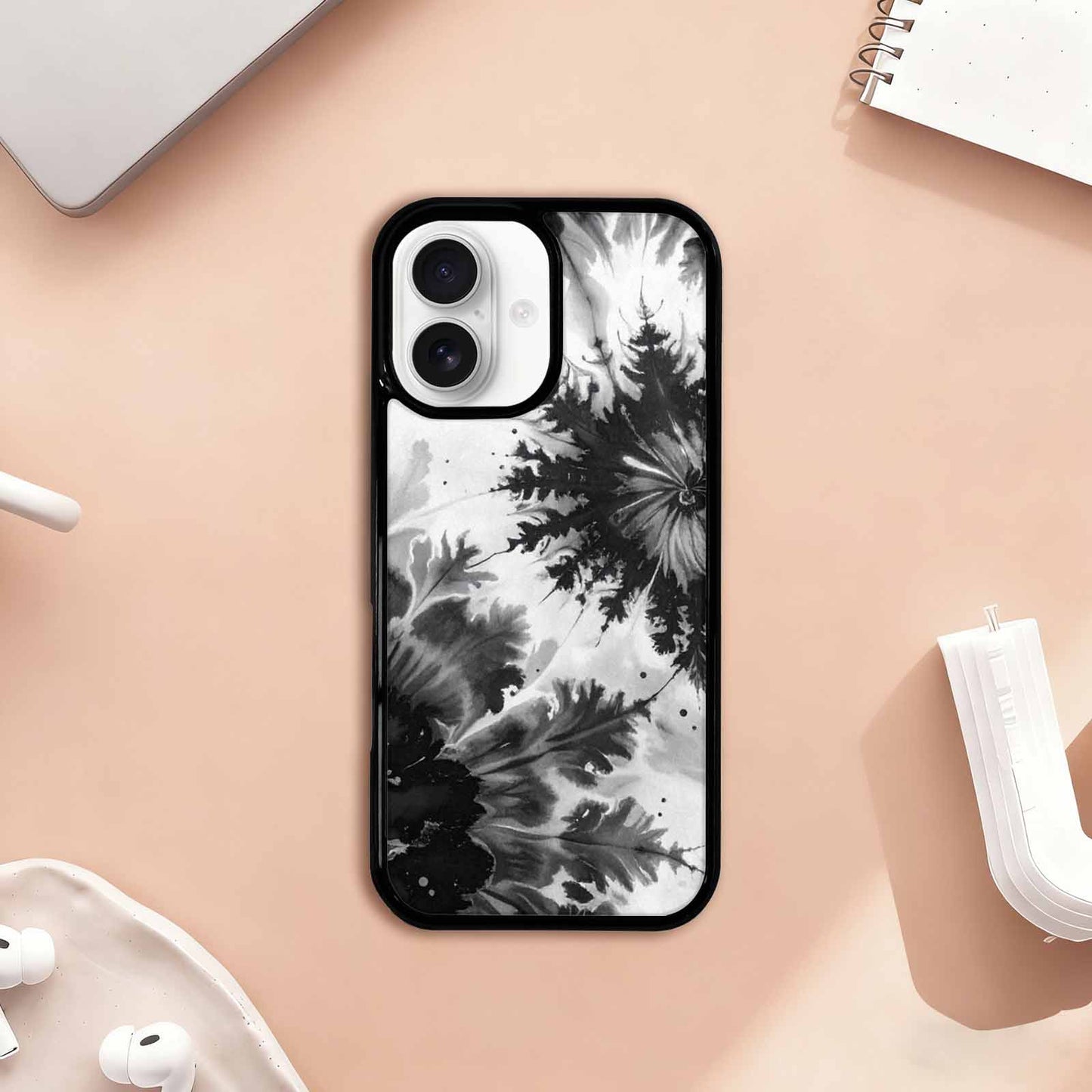iPhone 17 Case — Tie Dye Acid Wash Black Tie, Custom Phone Case