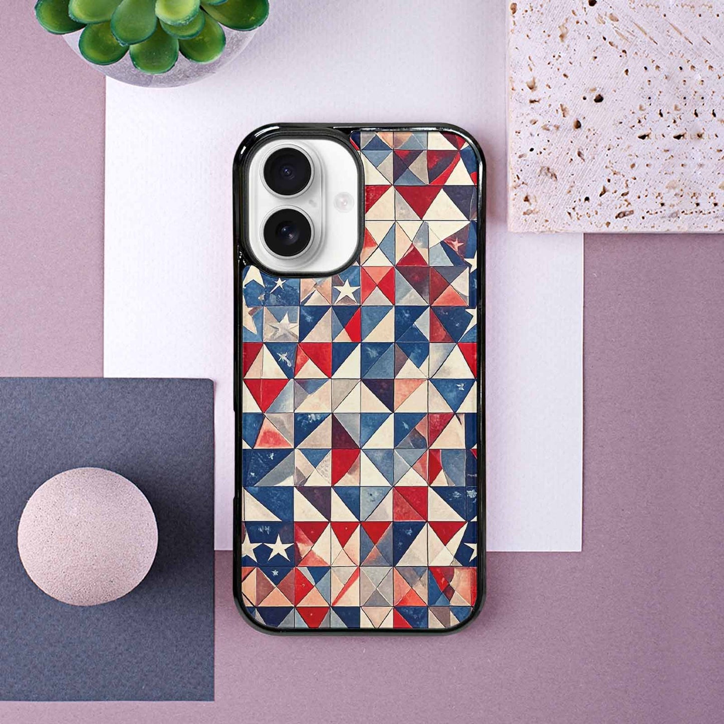 iPhone 16 Case — Small American Flag Stars And Stripes, Custom Printed Phone Case