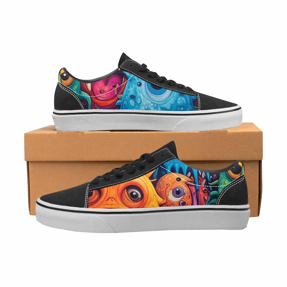 WOMEN'S Multi Lace-Up Canvas Wallpaper Art Custom Sneakers