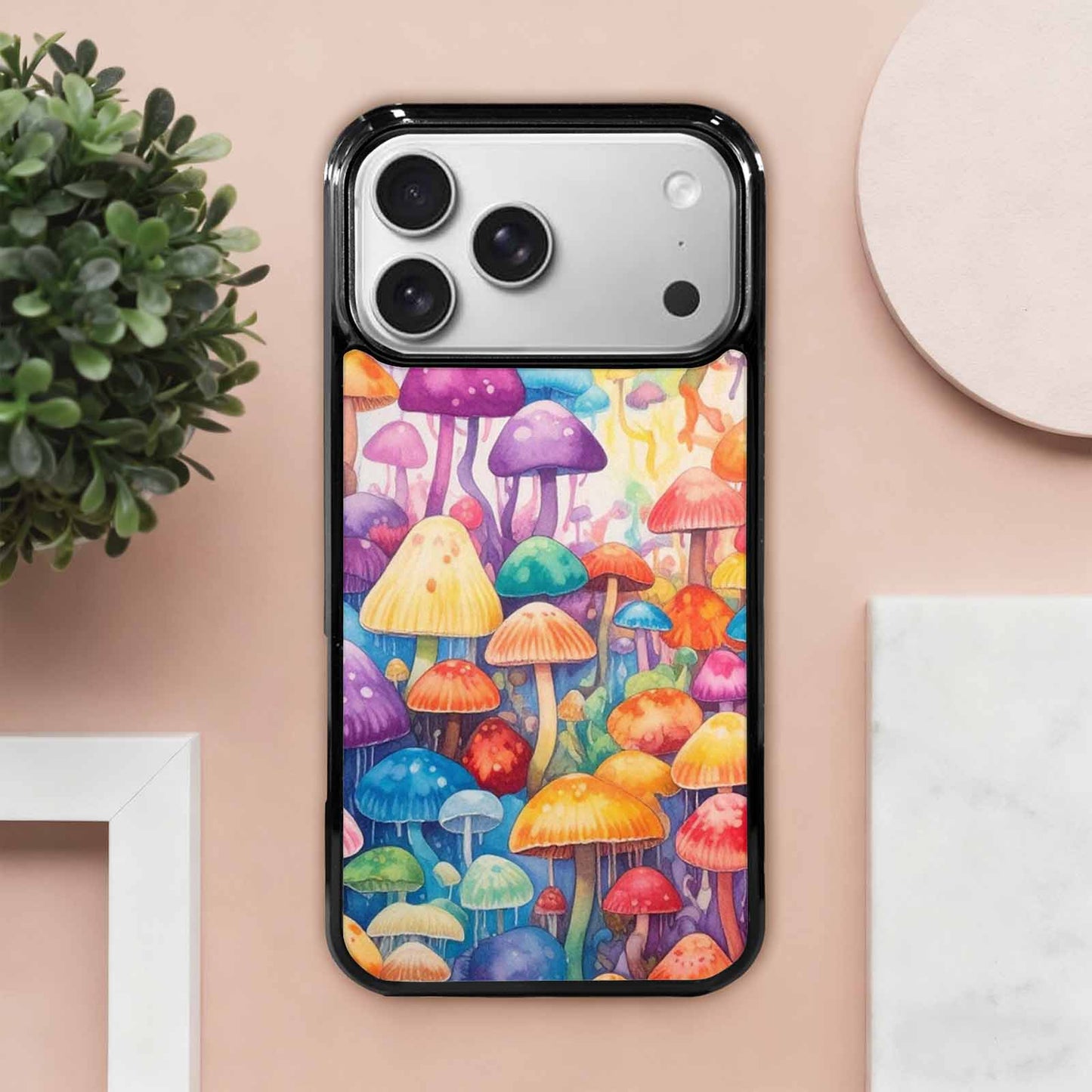 iPhone 17 Pro Max Case — Mushrooms Tie Dyemushrooms Pat Tie Dye, Custom Made Phone Cover
