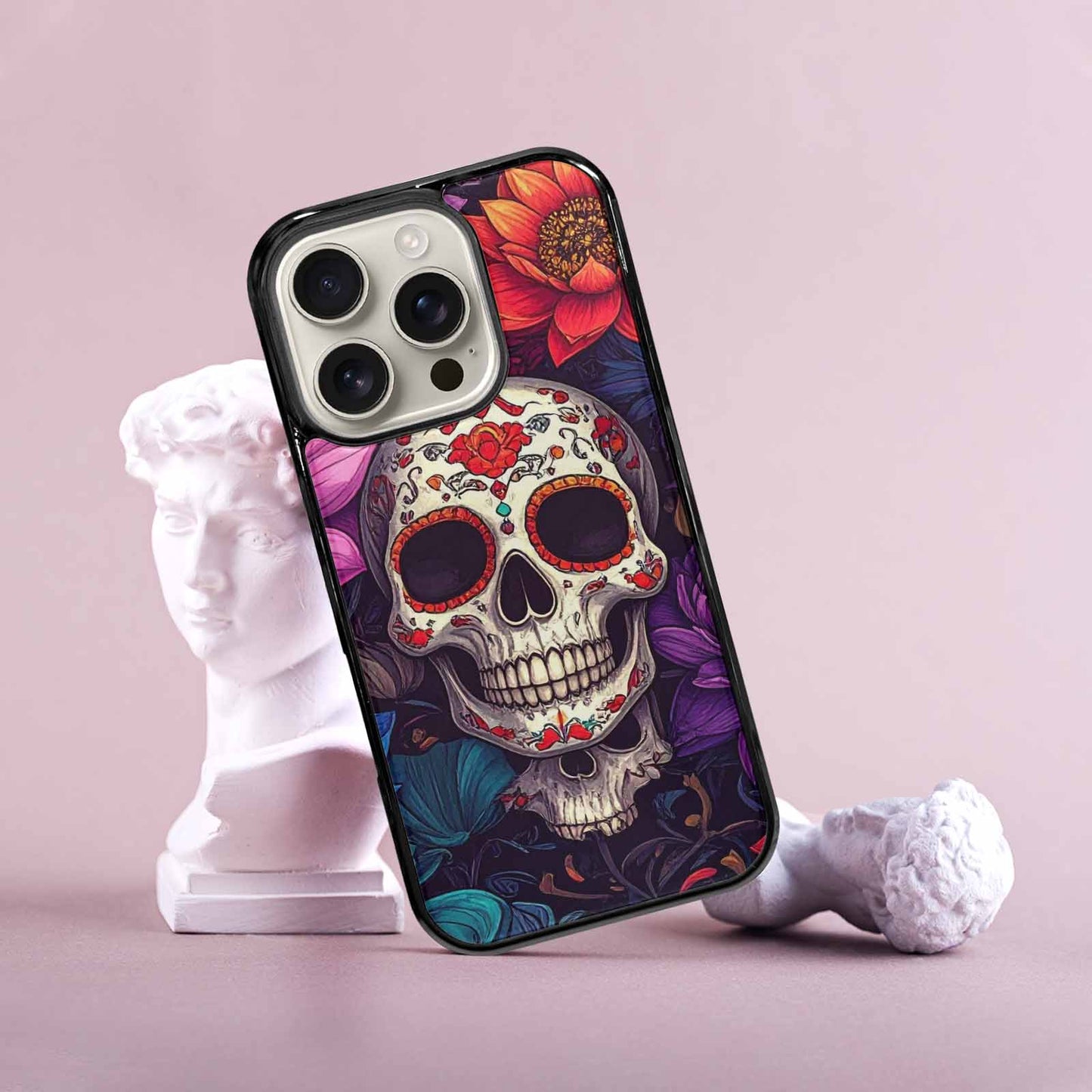 iPhone 16 Pro Case — Lotus Skulls, Custom Made Phone Cover