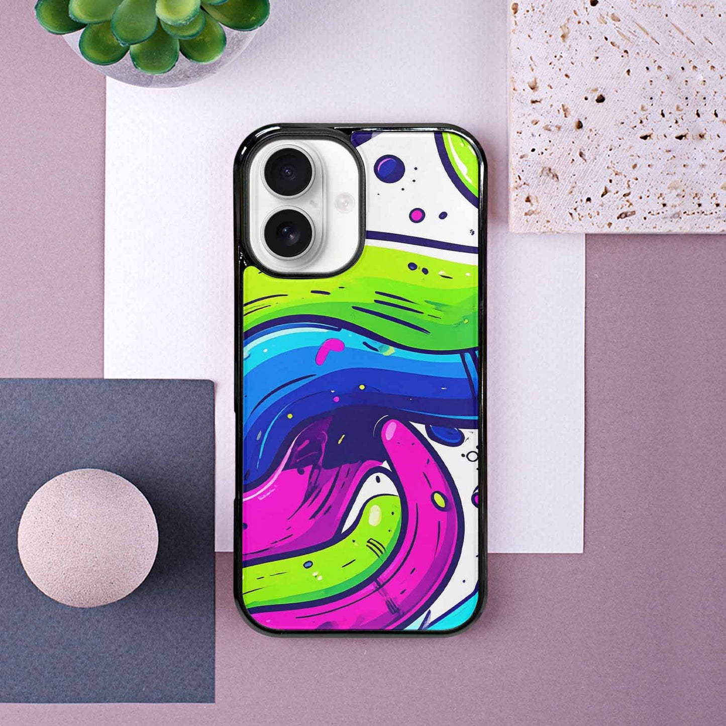 iPhone 16 Case — Acid Wash Cartoon, Custom Made Phone Cover